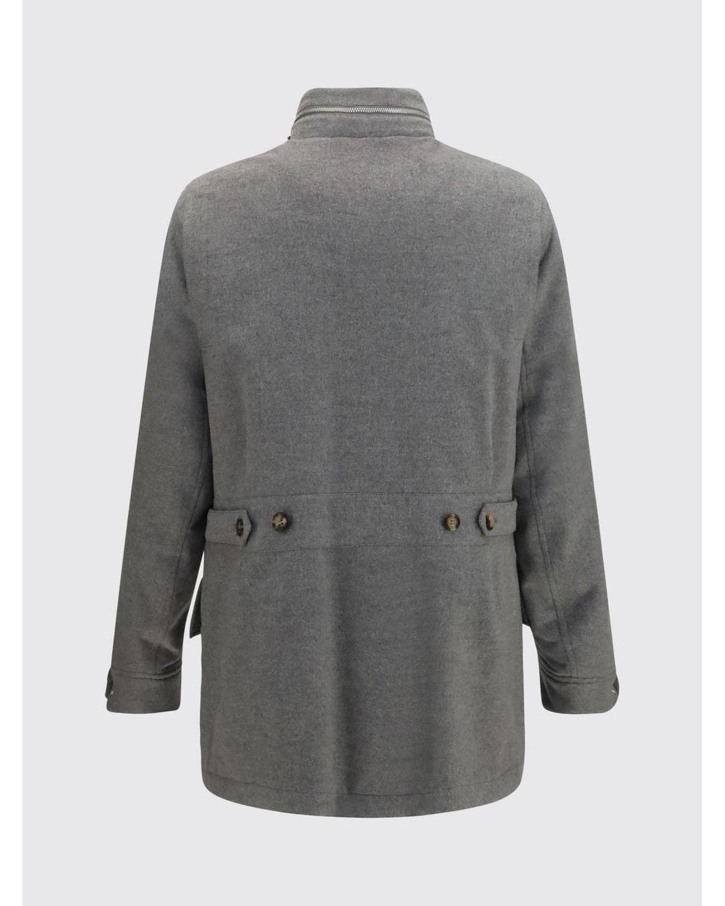 Brunello Cucinelli Gray Single-Breasted Short Coat for men