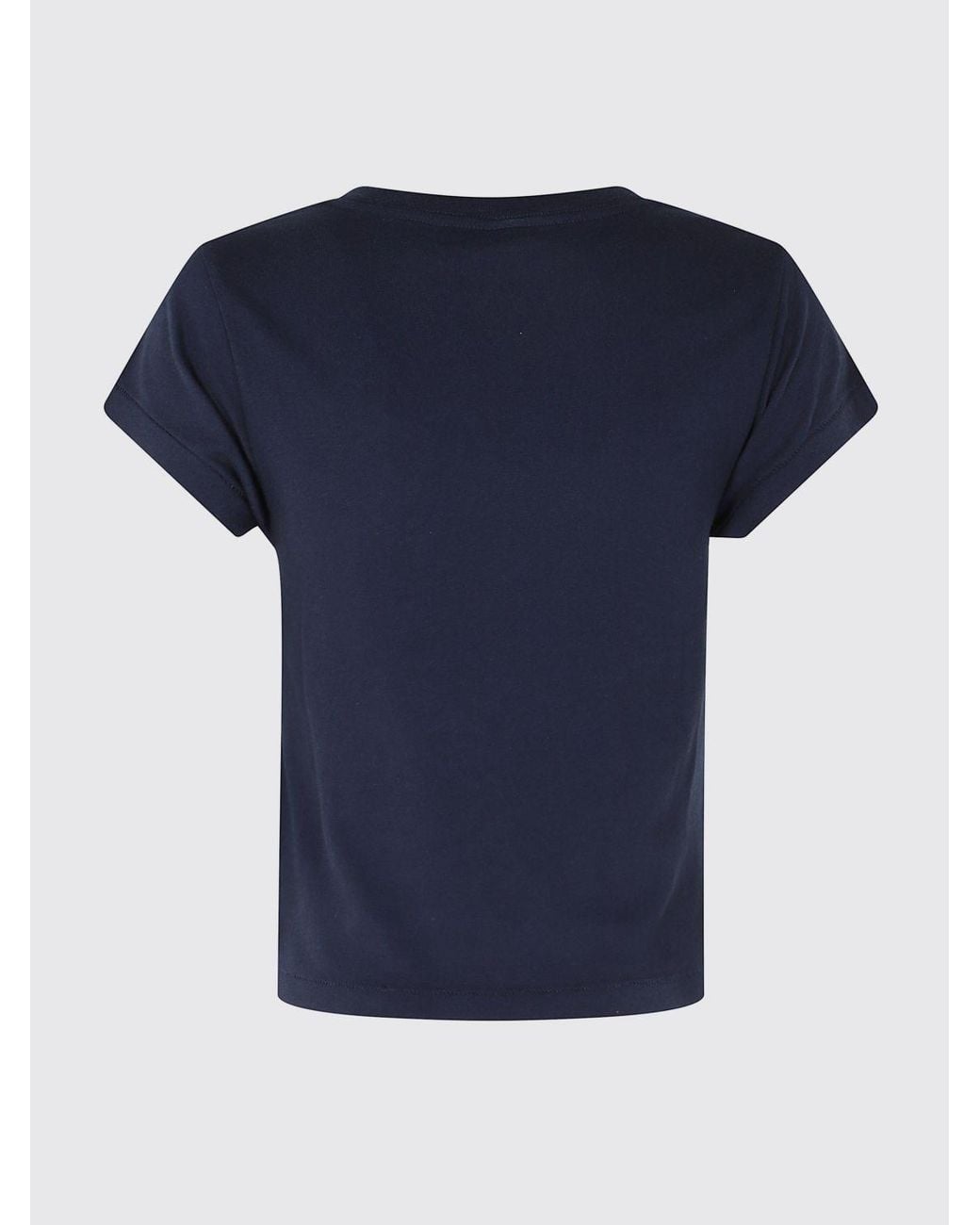 Sporty & Rich Blue Sporty &Amp Rich Varsity Crest Essential Recycled Cotton T-Shirt With Logo Print