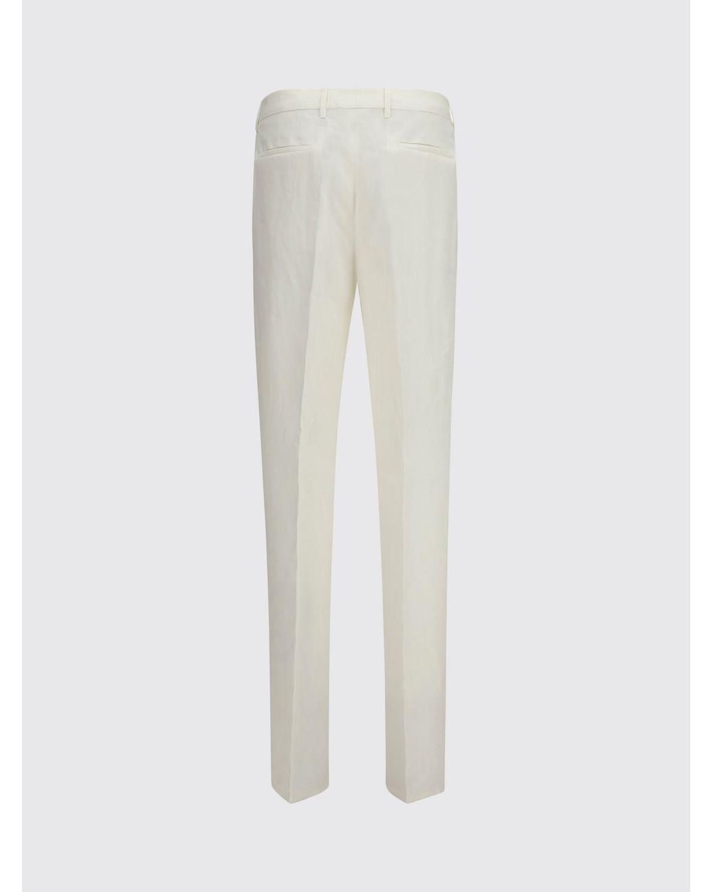 Brunello Cucinelli White Linen Tailored Trousers for men