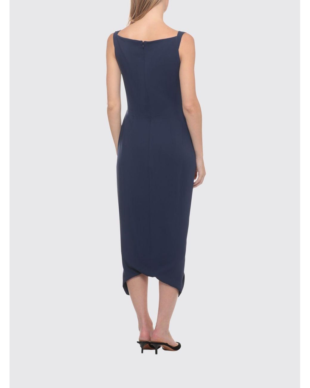Vivienne Westwood Blue Asymmetric Off-The-Shoulder Stretch-Viscose Bustier Midi Dress