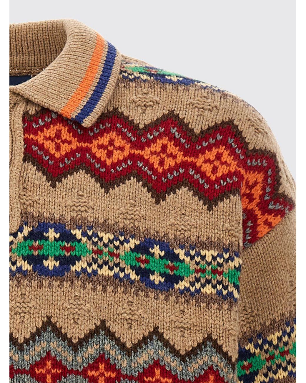 Polo Ralph Lauren Red Pure Wool Knit Polo Shirt With All-Over Jacquard Pattern for men