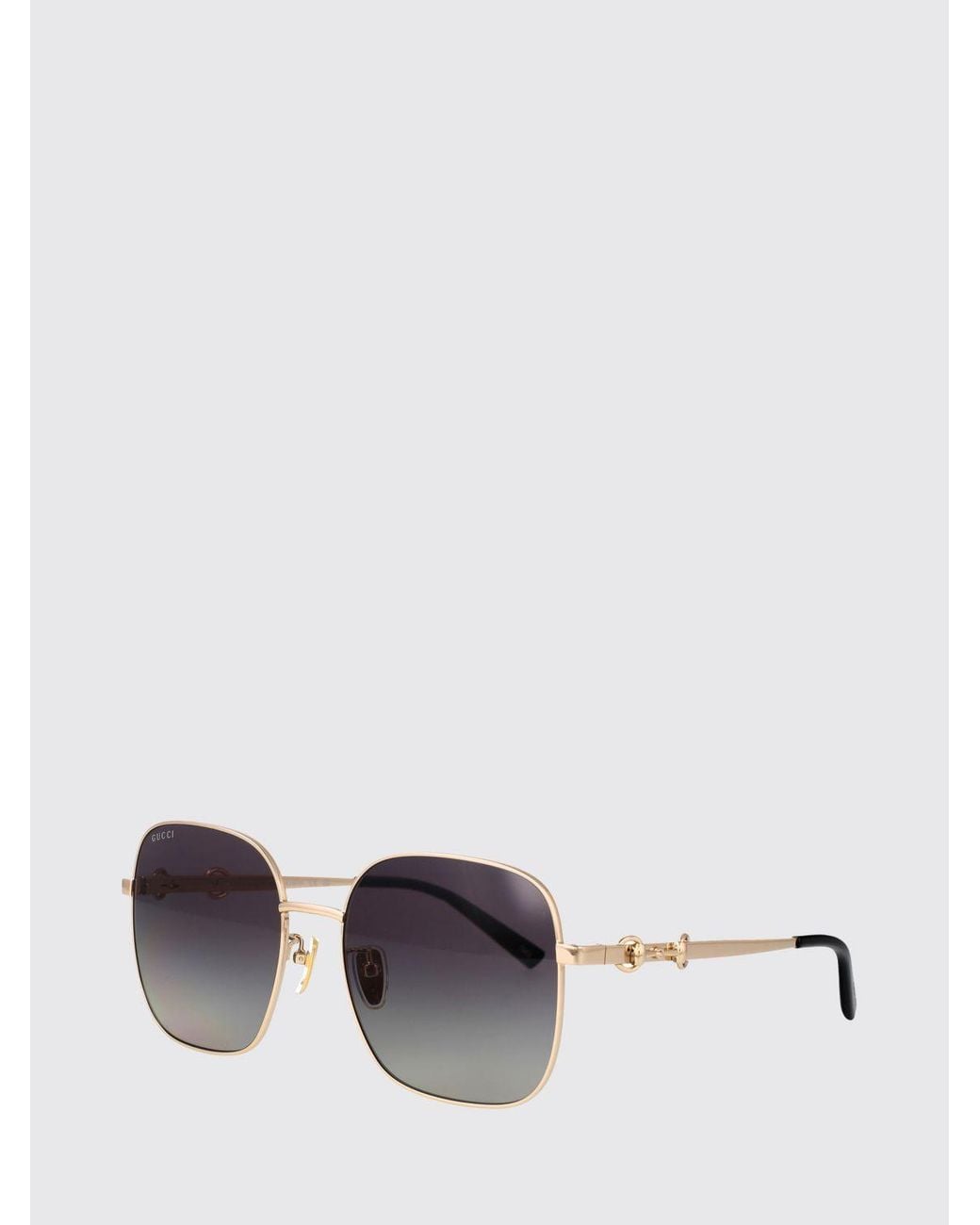 Gucci White Cat-Eye Metal Sunglasses With Horsebit Detail On The Temples