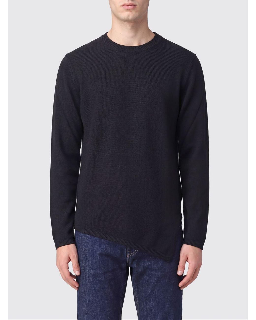 Comme des Garçons Blue Asymmetric Hem Crewneck Jumper for men