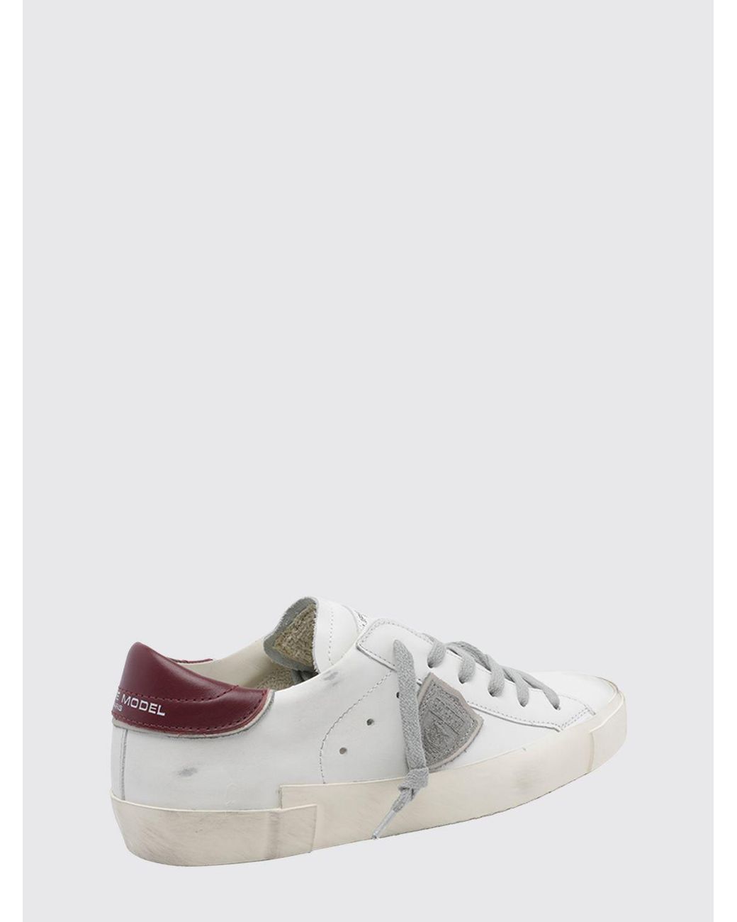 Philippe Model White Zweifarbige Prsx Low-Top-Sneakers Aus Kalbsleder Mit Wappen