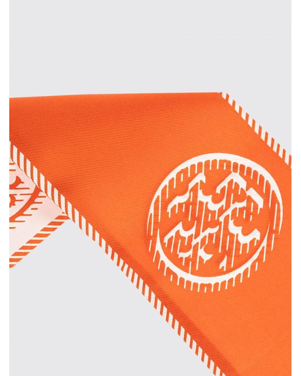 Tory Burch Orange Logo Silk Scarf