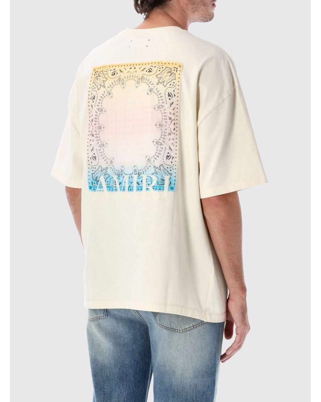 Amiri Natural Relaxed-Fit Cotton T-Shirt With A Contrasting Paisley Logo Print for men