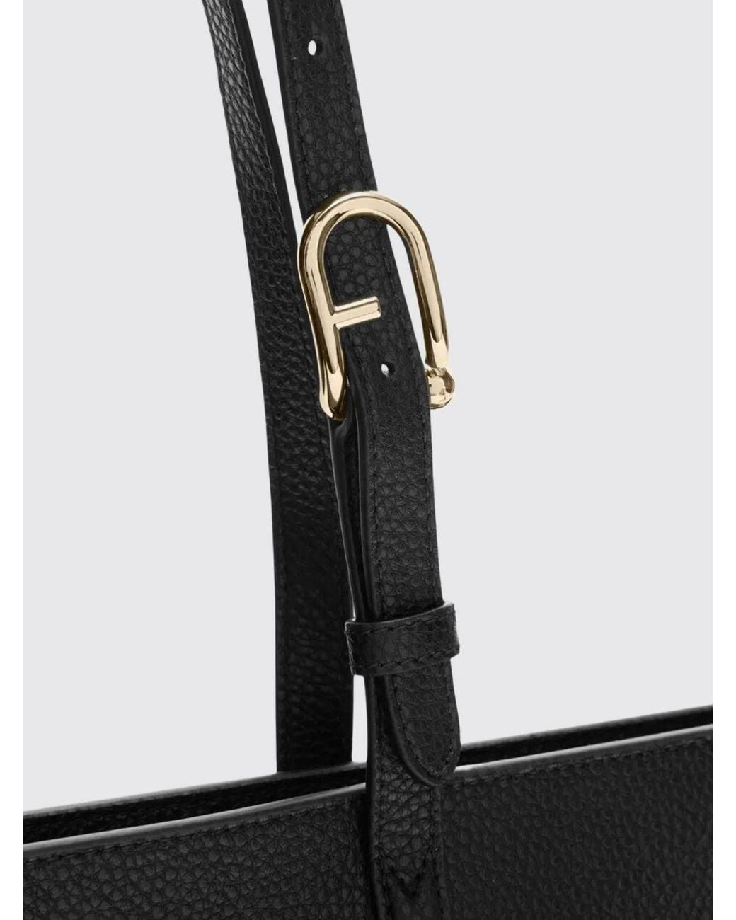 Furla Black Ava Grained Leather Tote Bag