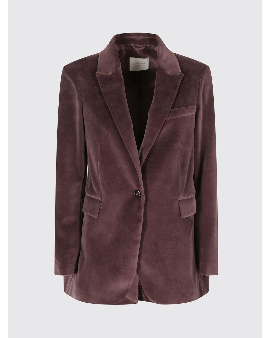 Circolo 1901 Purple Single-Breasted Velvet Blazer With Peak Lapels