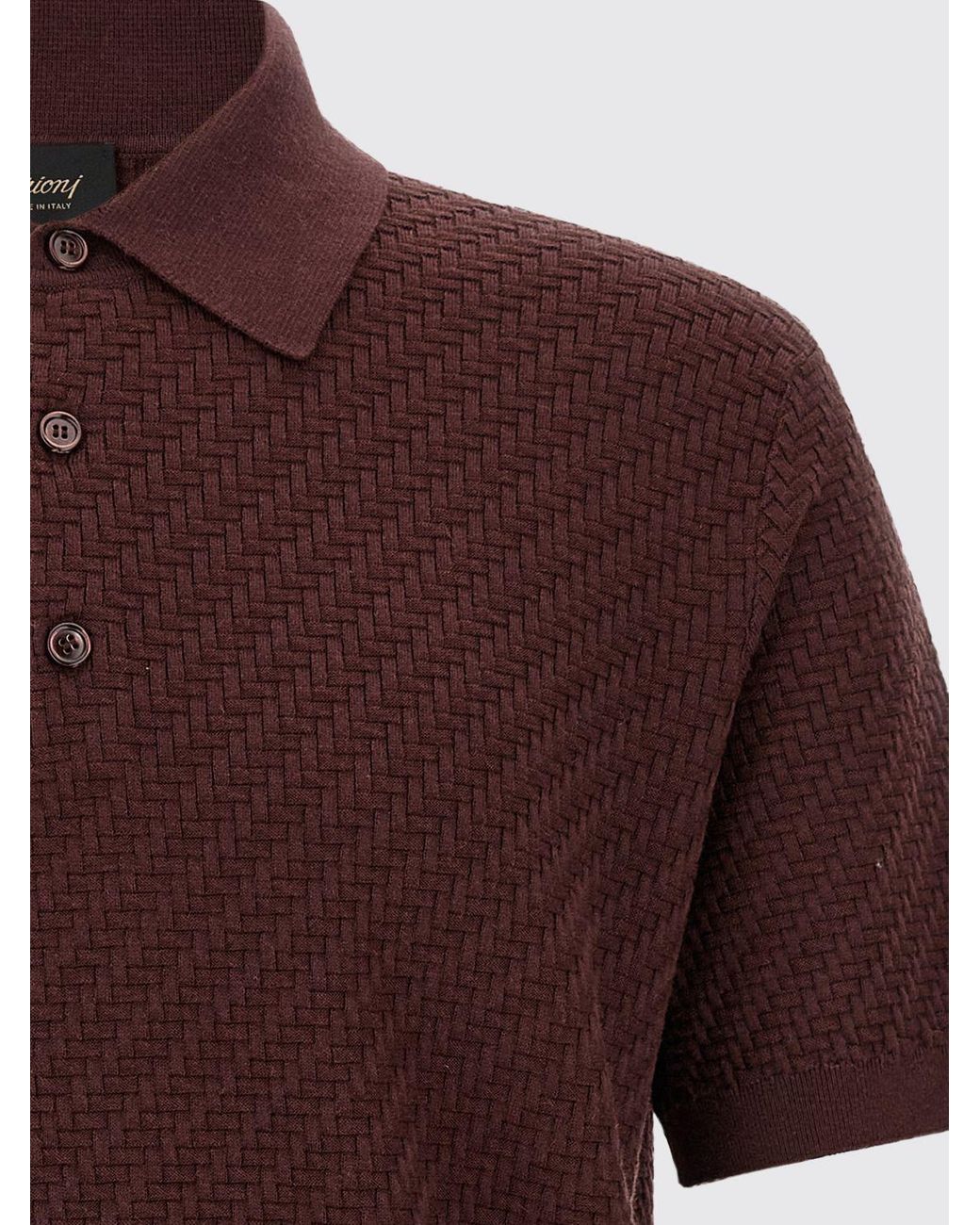Brioni Red Slim Fit Knit Polo Shirt for men