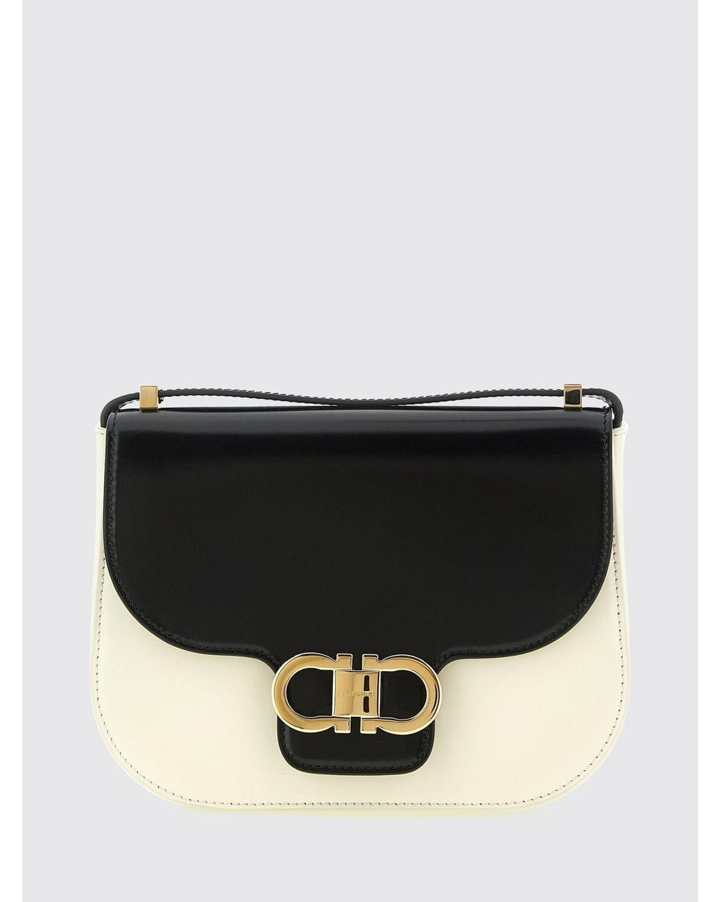 Ferragamo Black Mini North-South Bicolour Leather Crossbody Bag