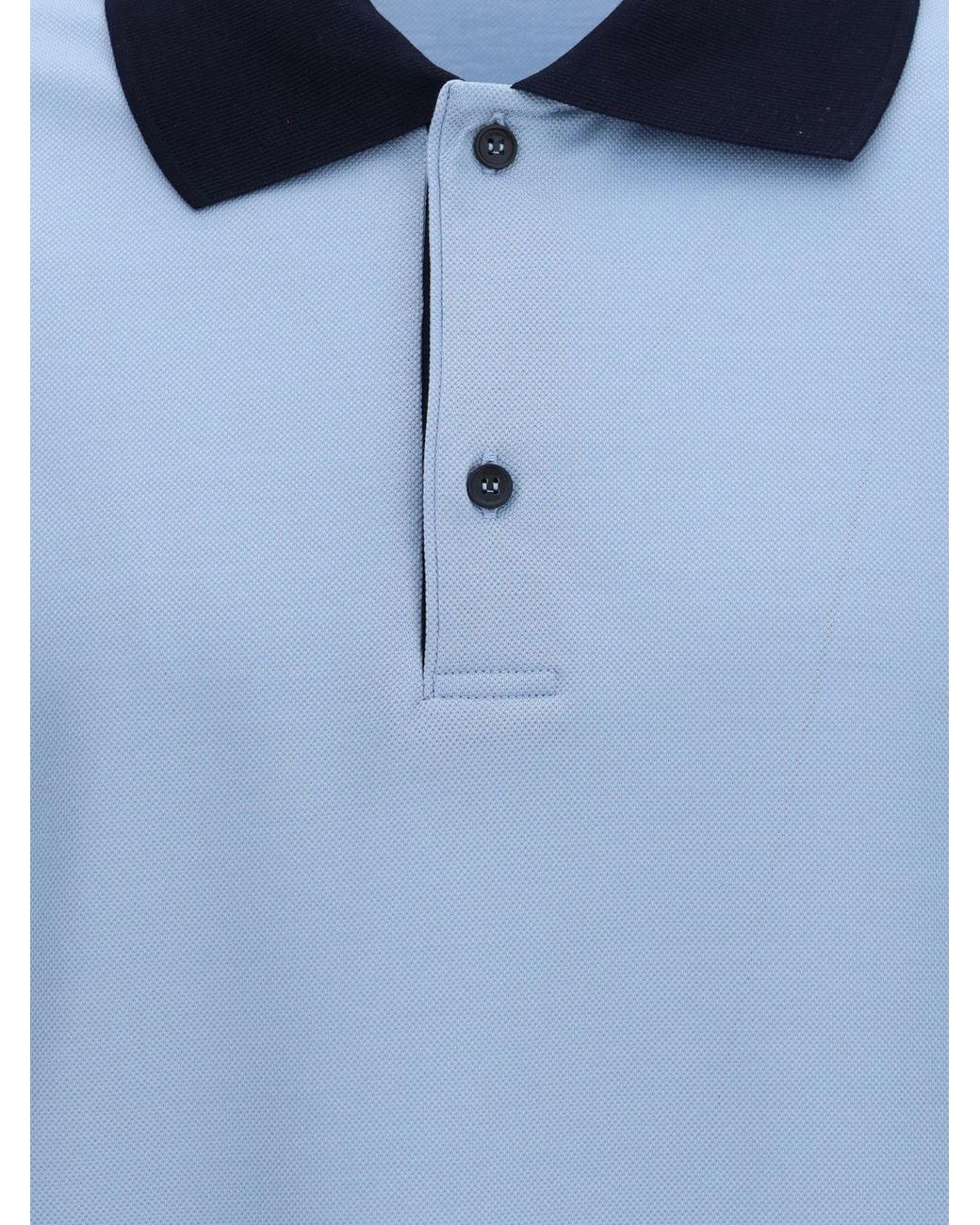 Ferragamo Blue Short-Sleeved Cotton Polo Shirt With French Collar for men