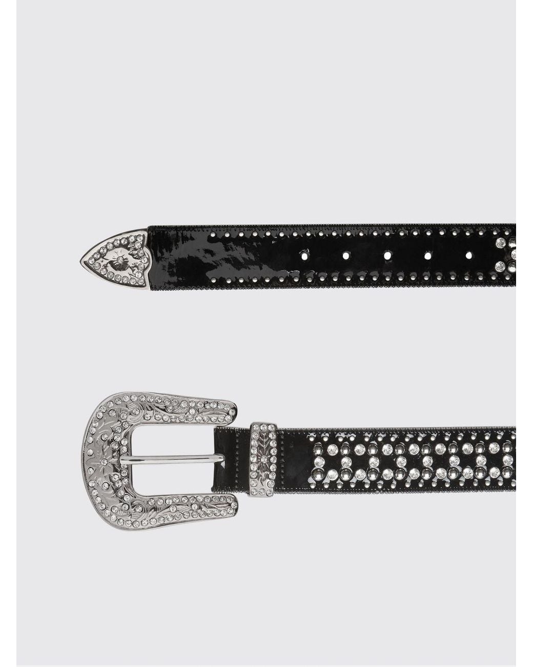 Cinturón De Piel Barnizada Con Tachuelas Y Cristales Philipp Plein de color Gray