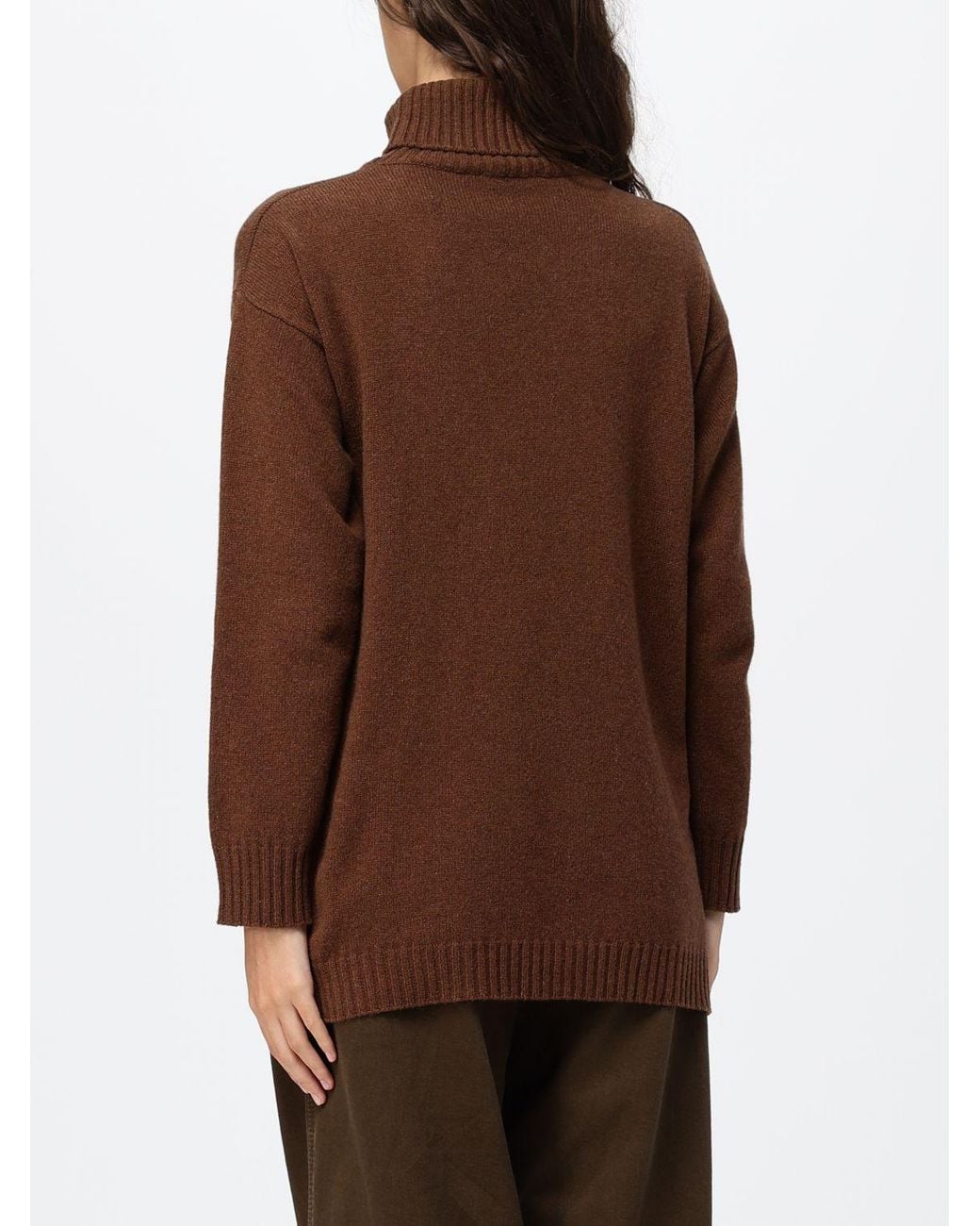 Kangra Brown Wool Turtleneck With Long Sleeves And Ribbed Trims