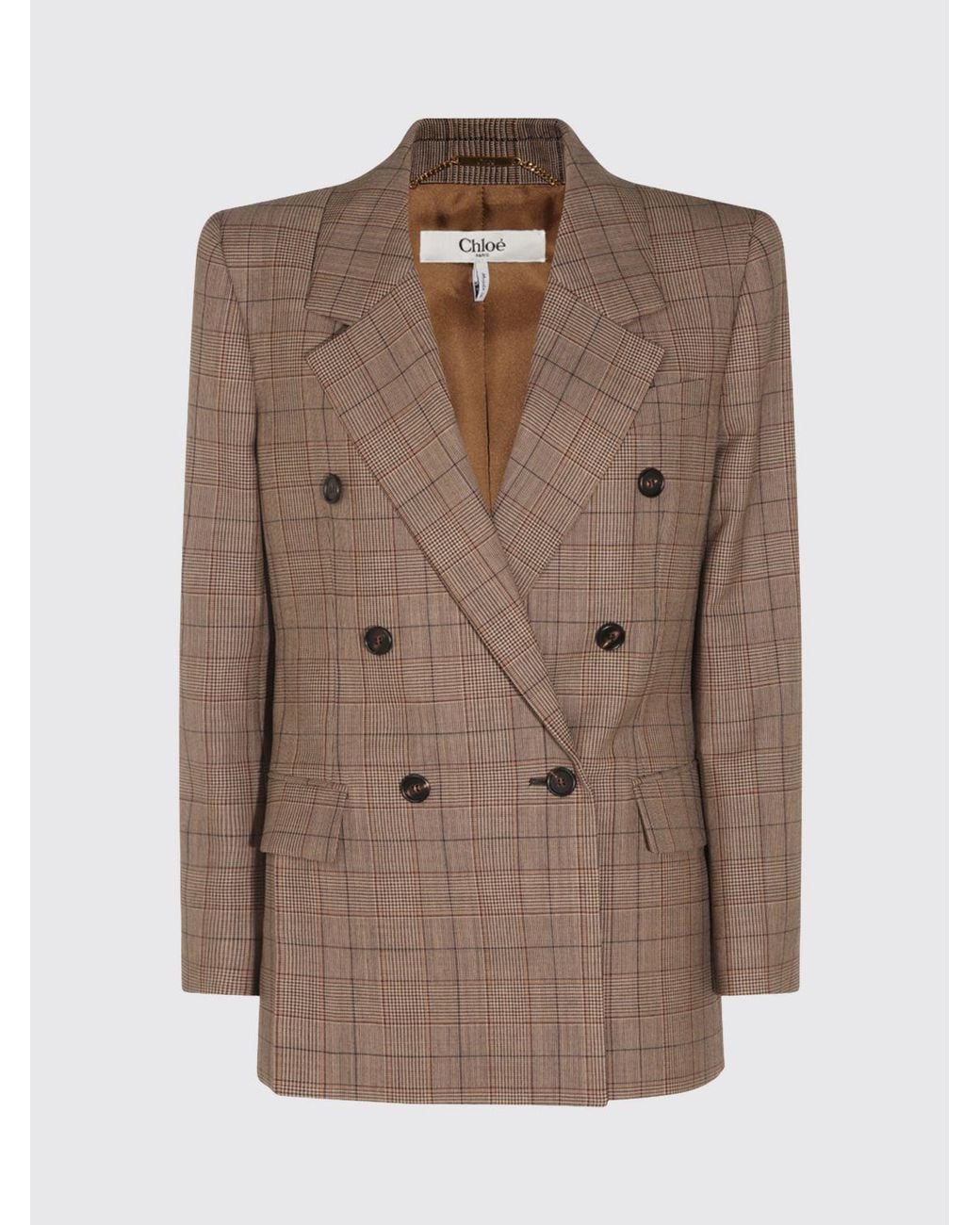 Chloé Brown ChloÉ Prince Of Wales Double-Breasted Blazer