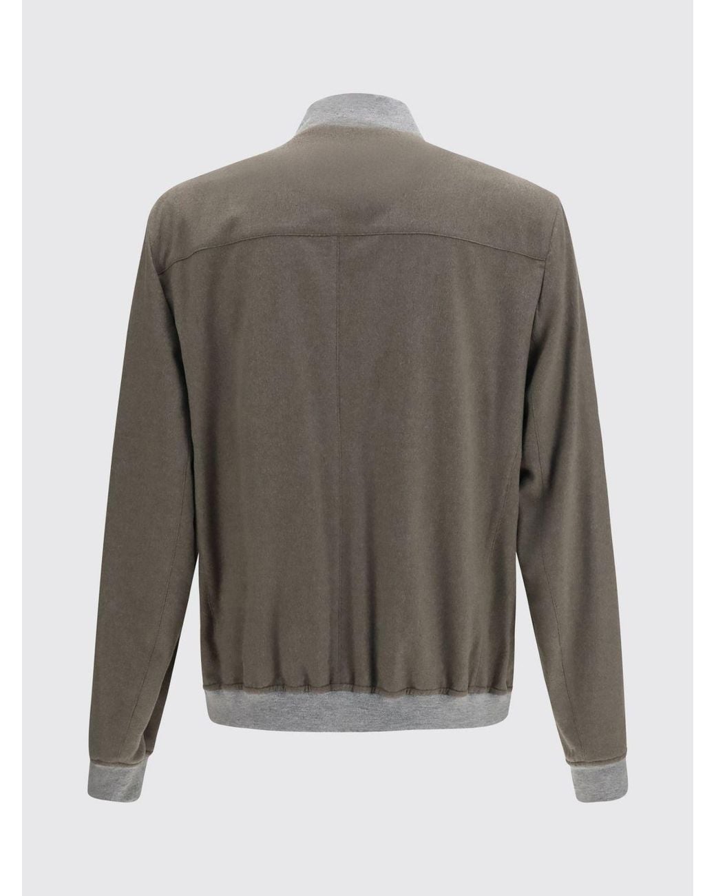 Brunello Cucinelli Gray Pure Cashmere Bomber Jacket With Ribbed Collar for men