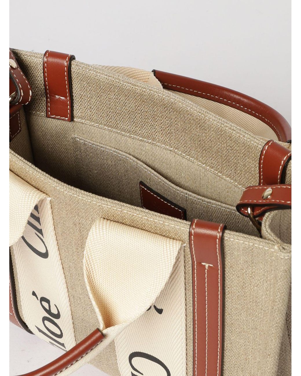 Chloé Natural Chlo&Eacute Woody Small Baumwoll-Canvas-Tasche