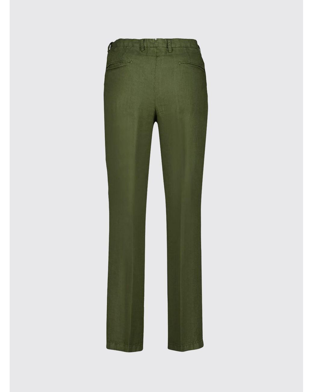 Boglioli Green Slim Fit Linen Tailored Trousers With Off-Centre Closure for men