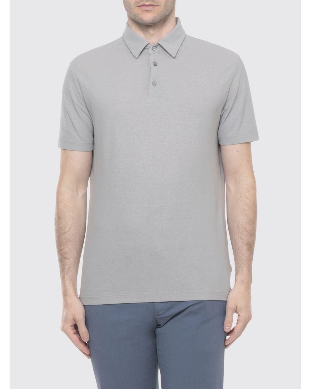 Polo Básico De Algodón Zanone de hombre de color Gray