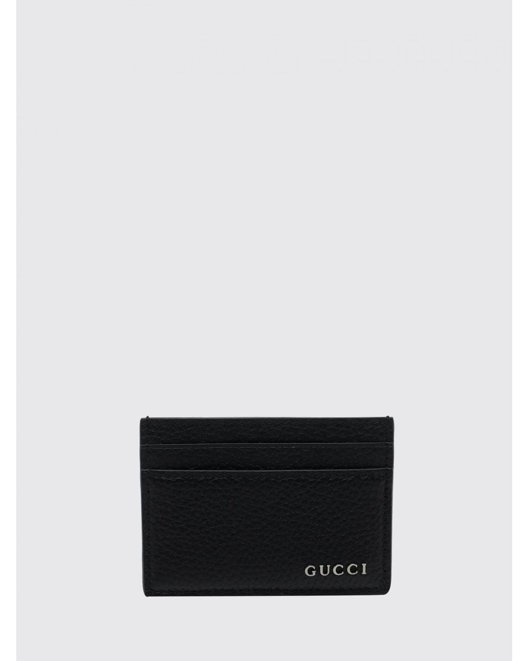 Gucci White Grained Leather Card Holder With Metallic Logo And Four Slots for men