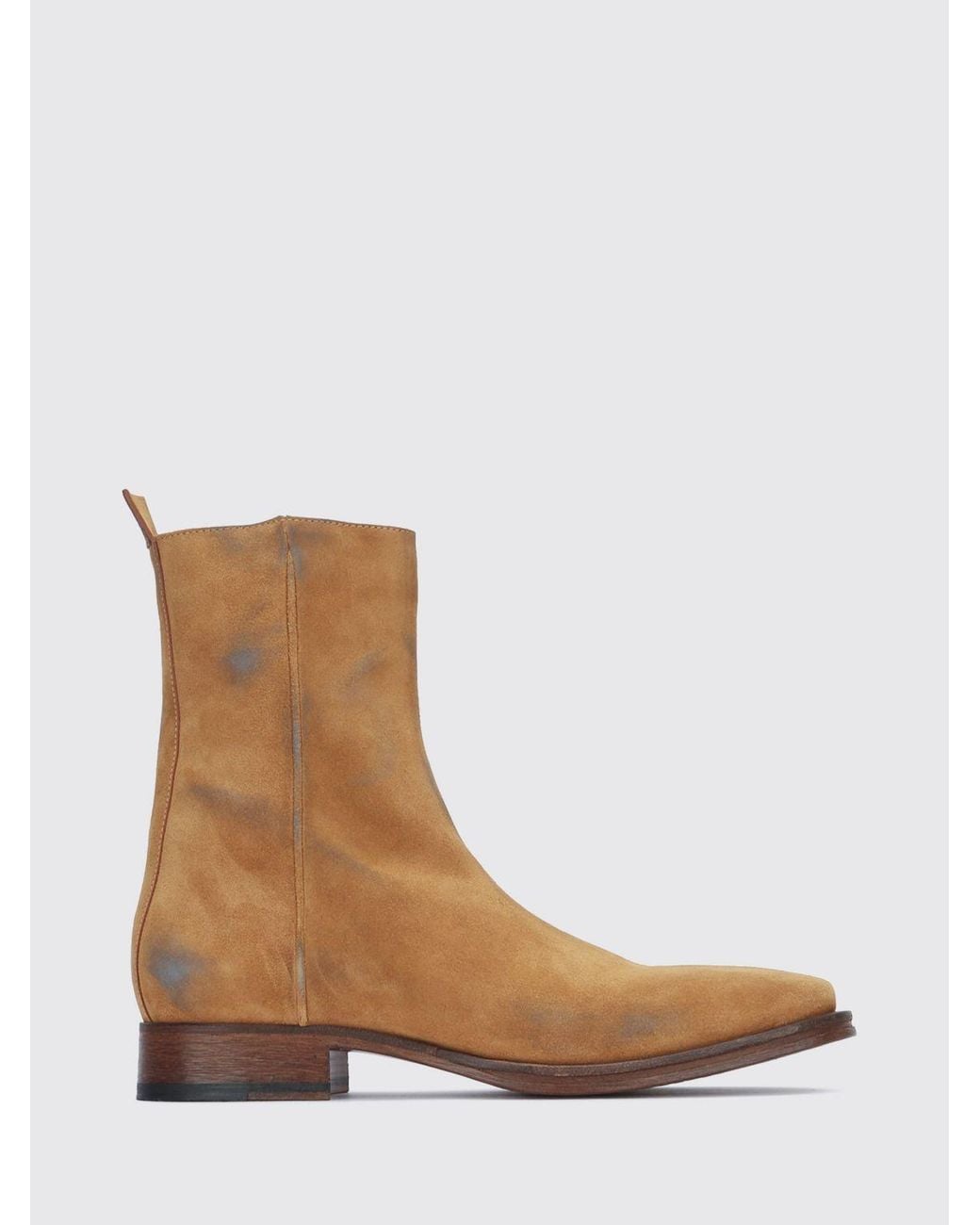 Acne White Suede Ankle Boots With Square Toe And Distressed Effect for men