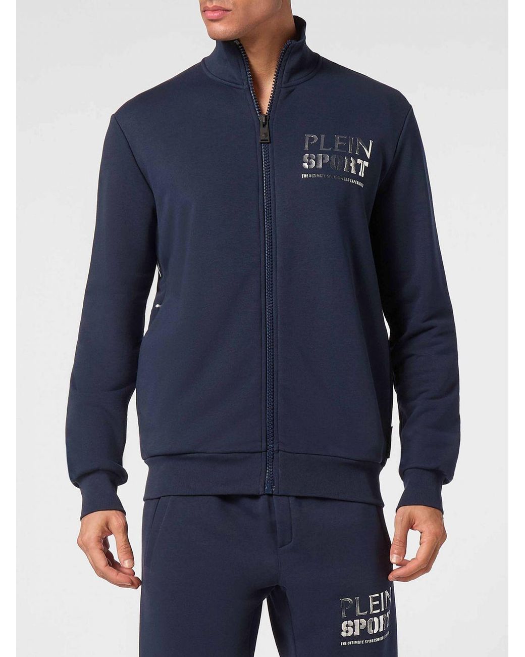 Philipp Plein Blue Tiger Zip-Up Sweatshirt for men