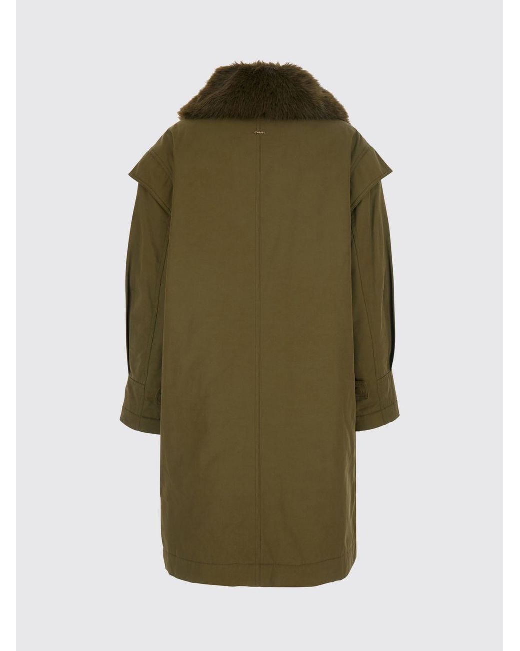 Twinset Natural Relaxed Fit Cotton Blend Parka With Fur Collar
