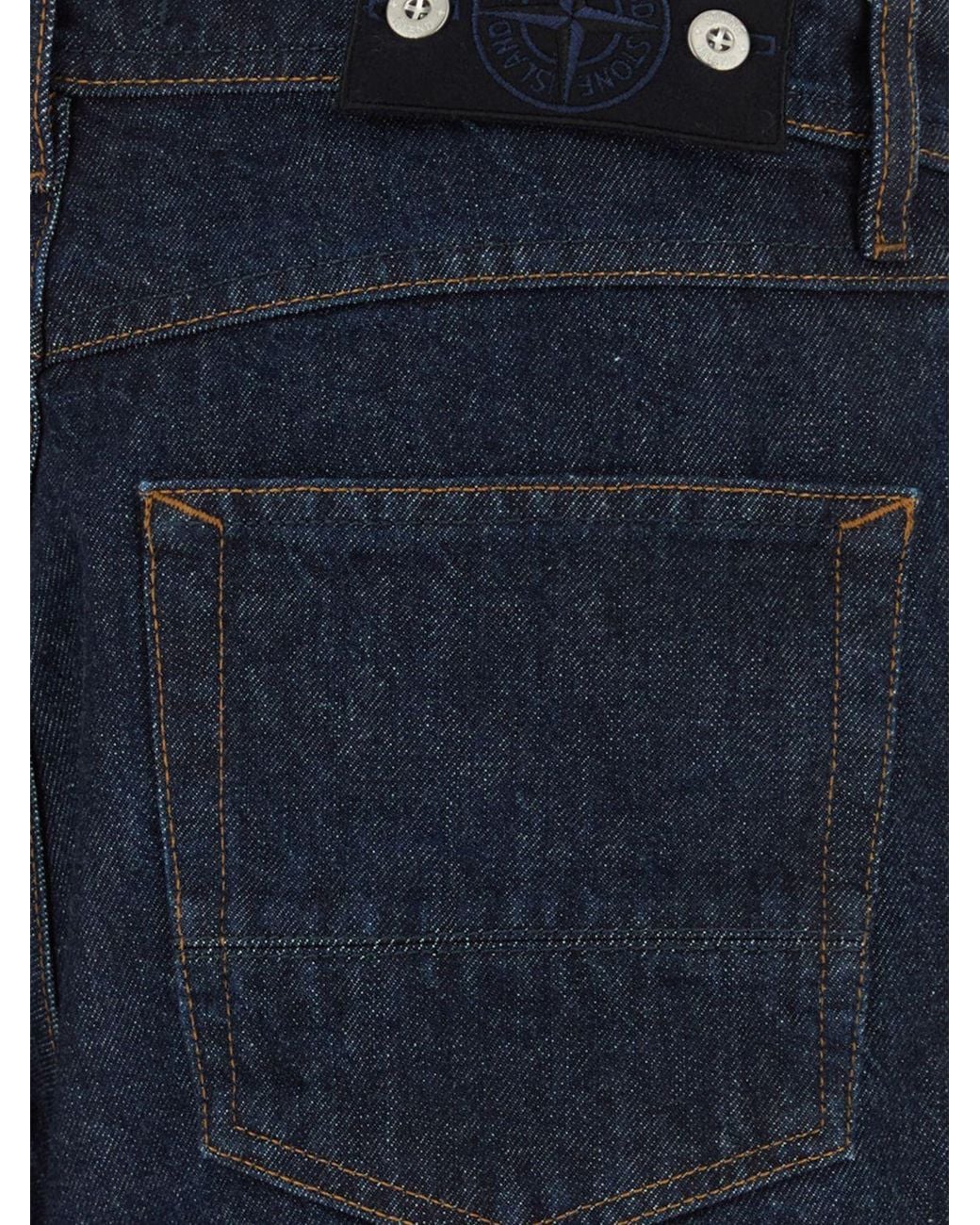 Stone Island Blue Mid-Rise Baggy Jeans for men