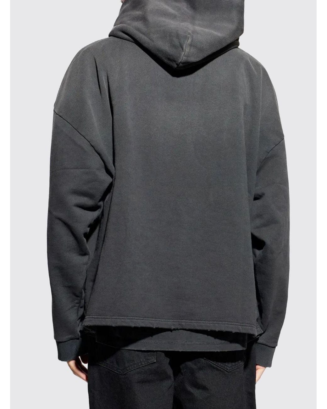 Represent Gray Cotton Hoodie With Logo for men