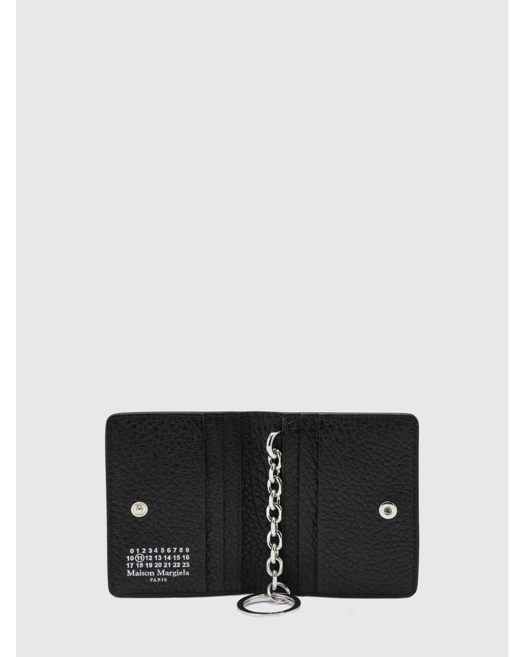 Maison Margiela Black Grained Leather Bifold Card Holder With Four Stitches for men