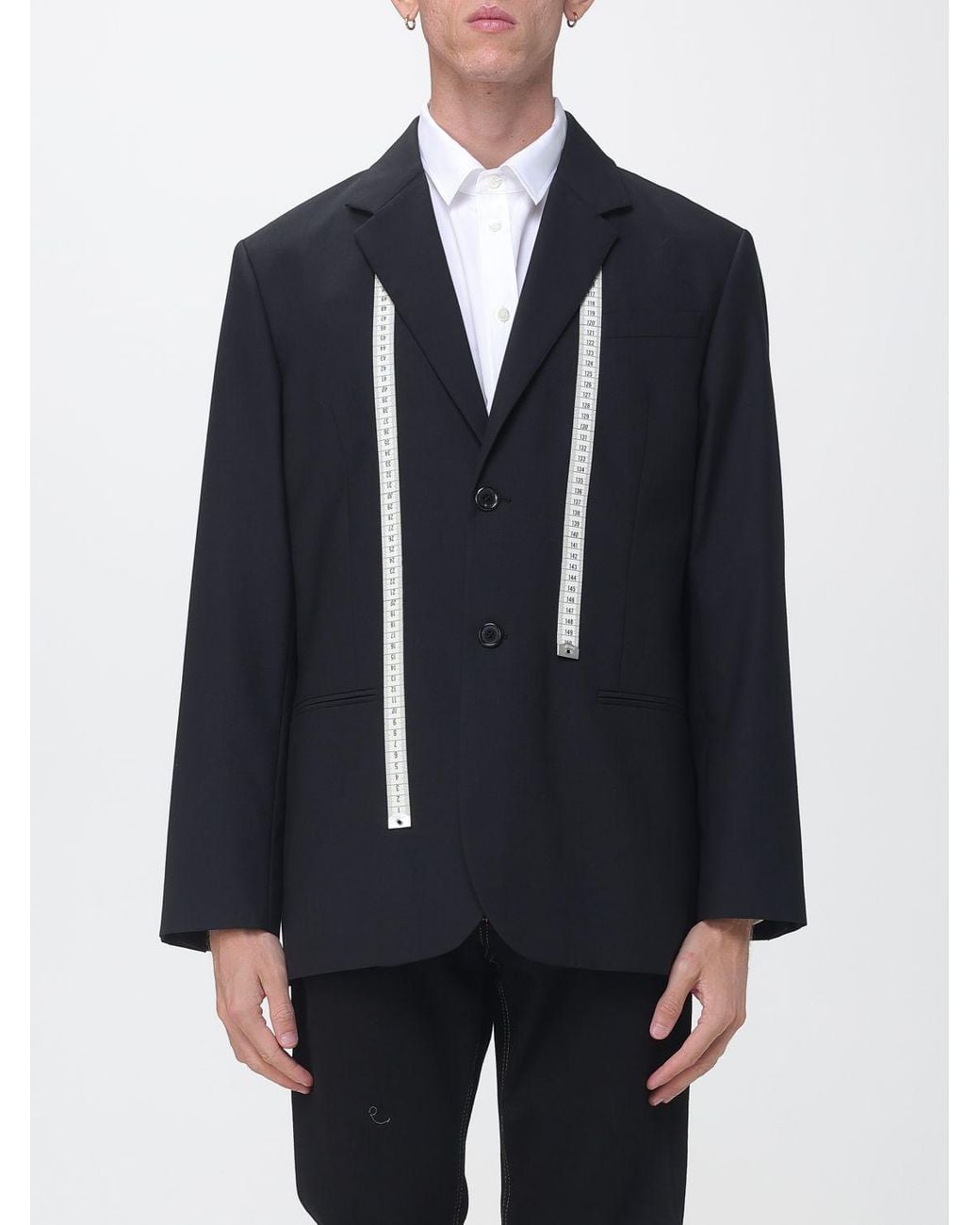 Moschino Couture Blue Single-Breasted Virgin Wool Blazer With All-Over Graphic Print for men