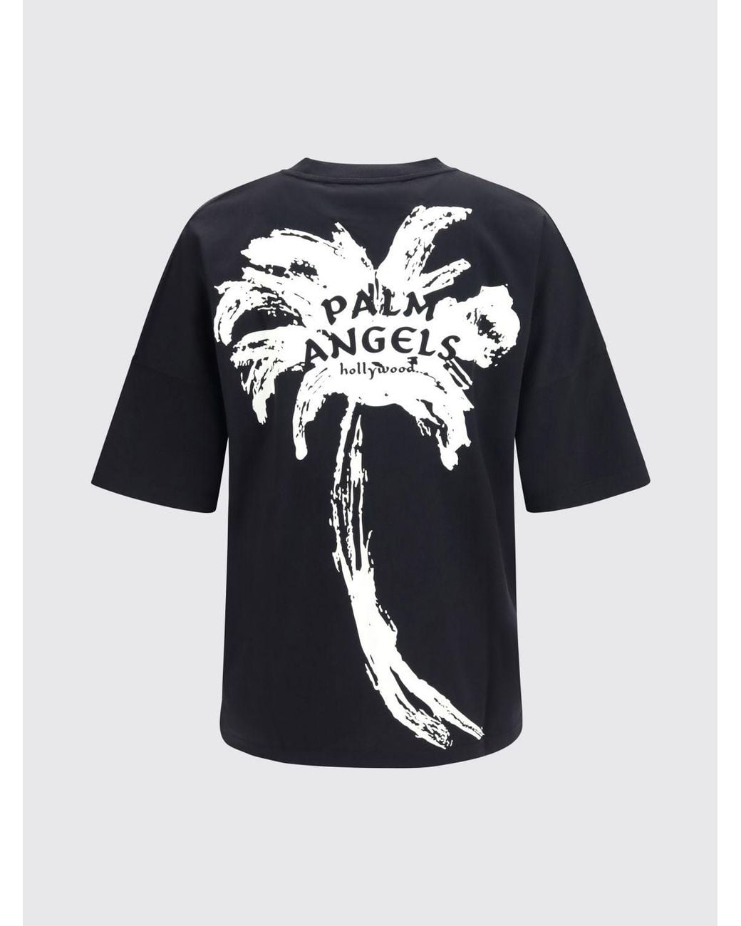 Palm Angels Black Cotton Crew Neck T-Shirt With Contrast Logo for men
