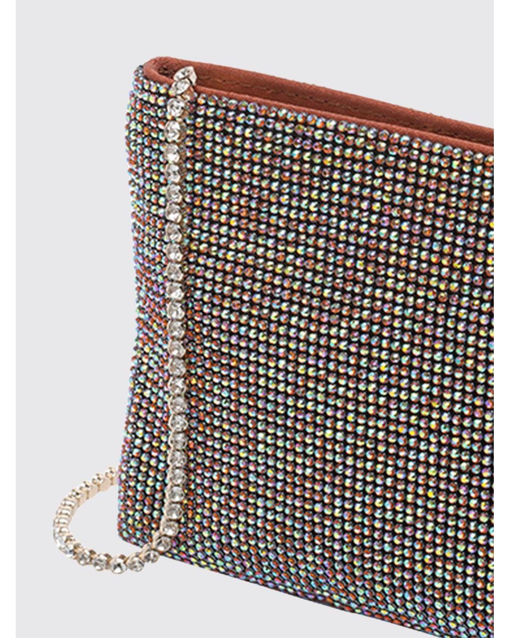 Benedetta Bruzziches Gray Your Best Friend Mini Bag With Rhinestones And Jewel Strap
