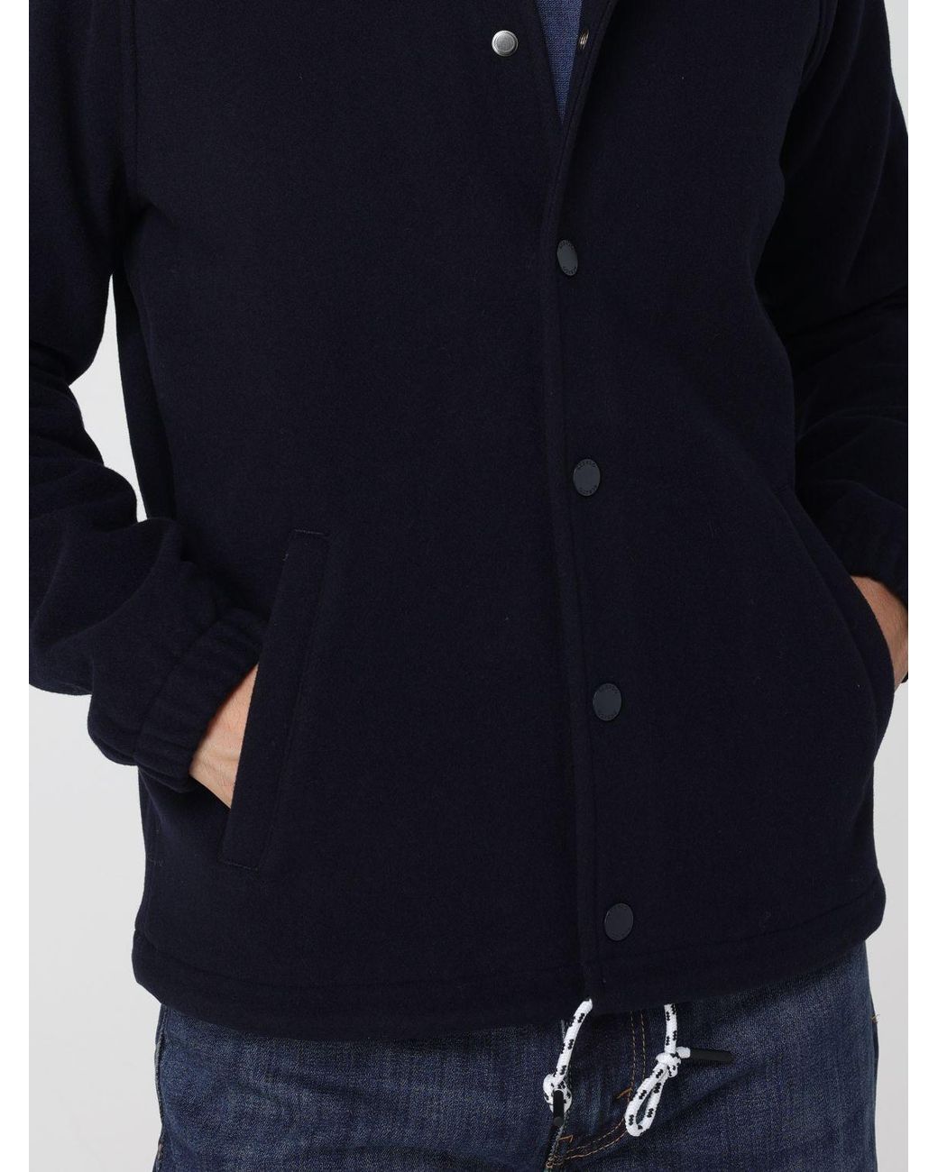 Sebago Blue Tender Wool Shirt Jacket With Snap Closure And Drawstring for men
