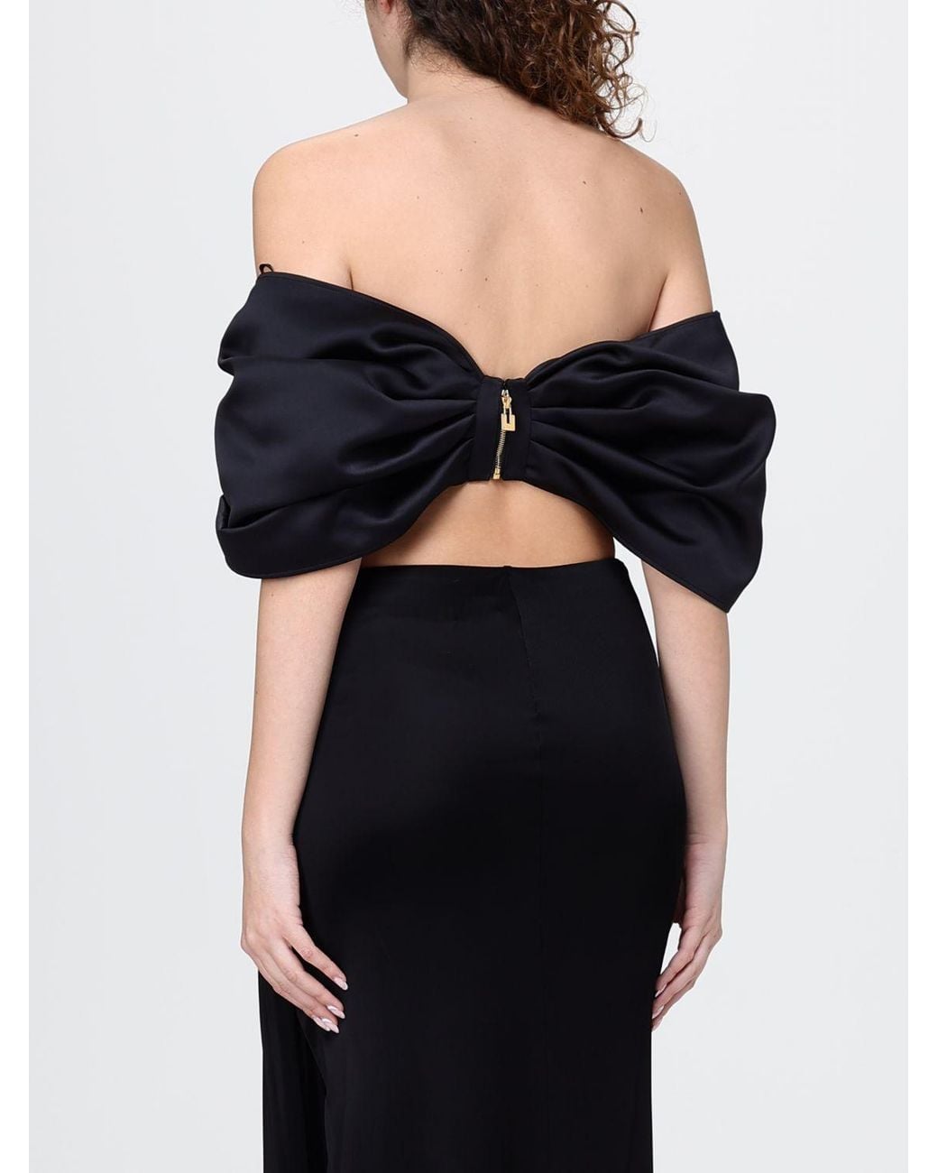 Elisabetta Franchi Black Crepe Cropped Top