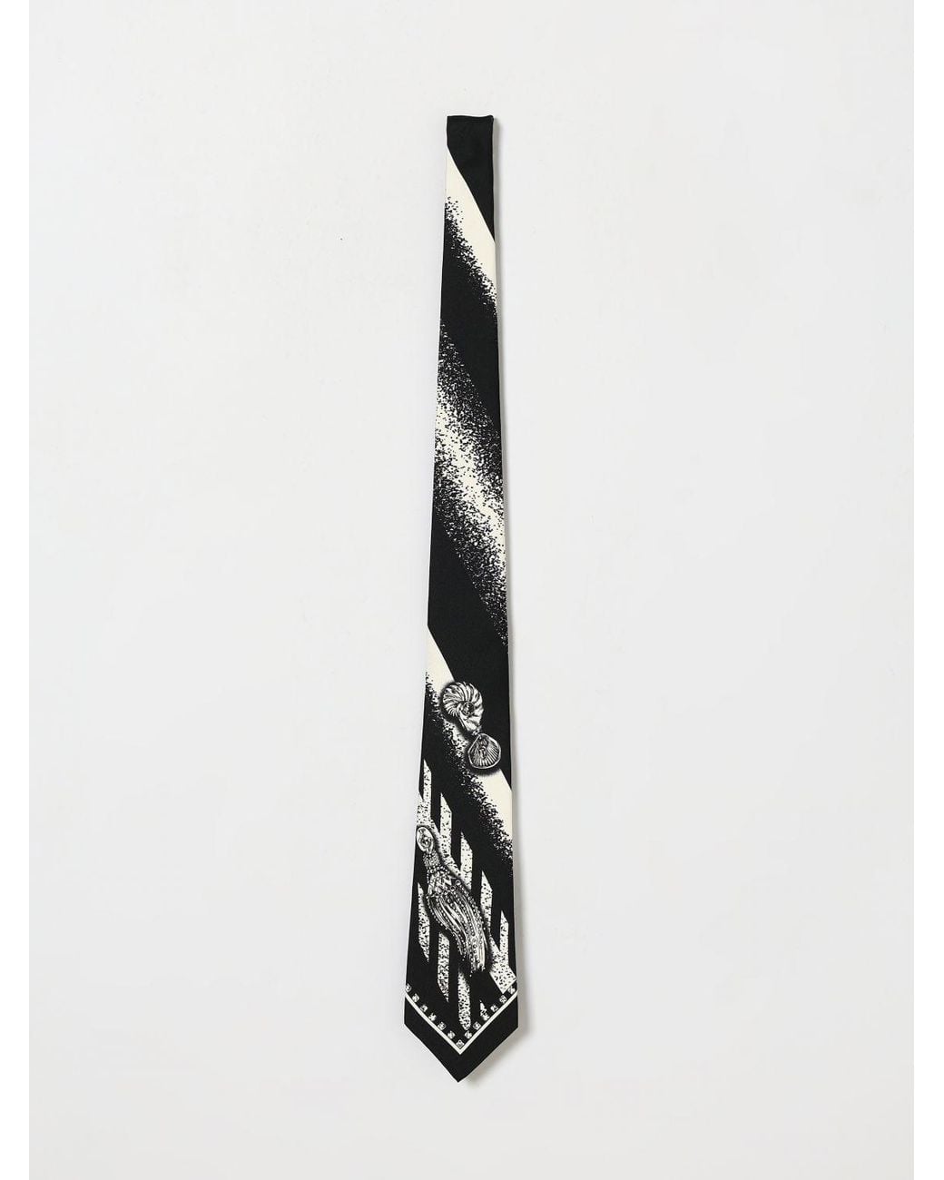 Versace White All-Over Contrast Greca Pattern Silk Tie for men