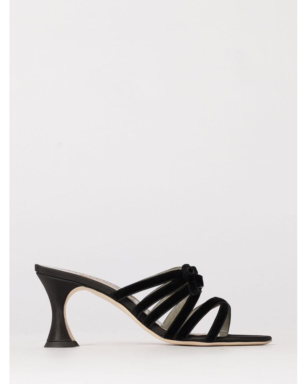 Manolo Blahnik White Clementel Satin And Velvet Mules With Bow
