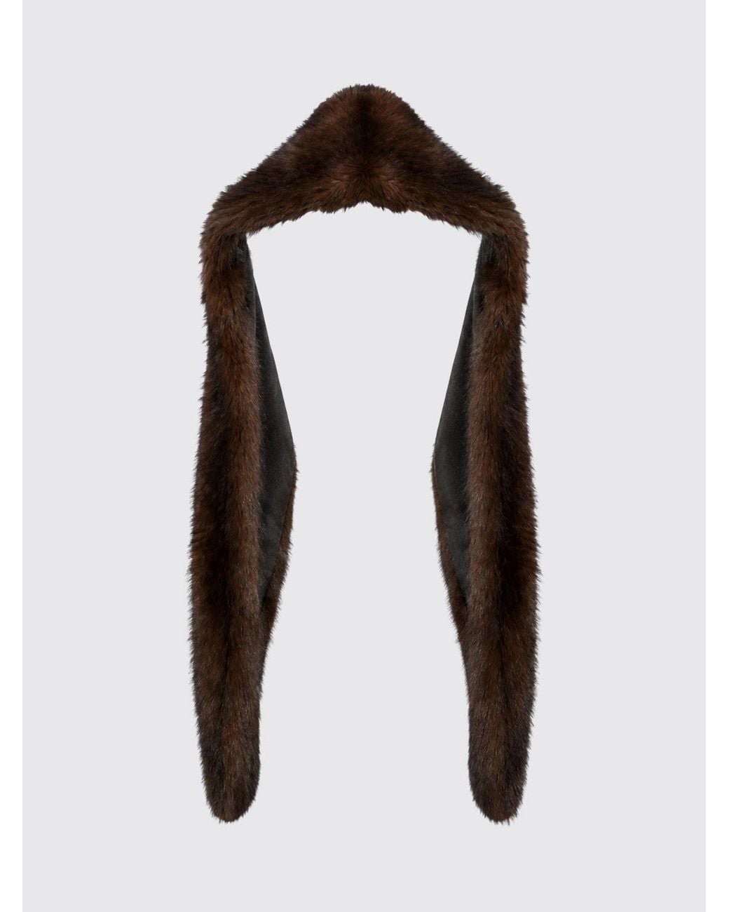 Liviana Conti Black Rectangular Faux Fur Scarf