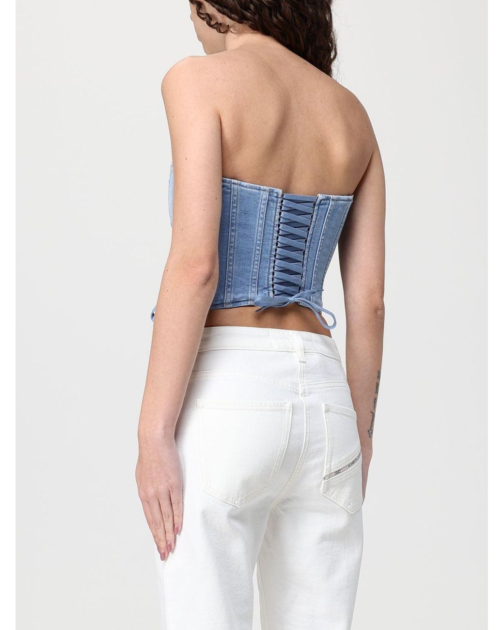 Elisabetta Franchi Blue Denim Corset Top