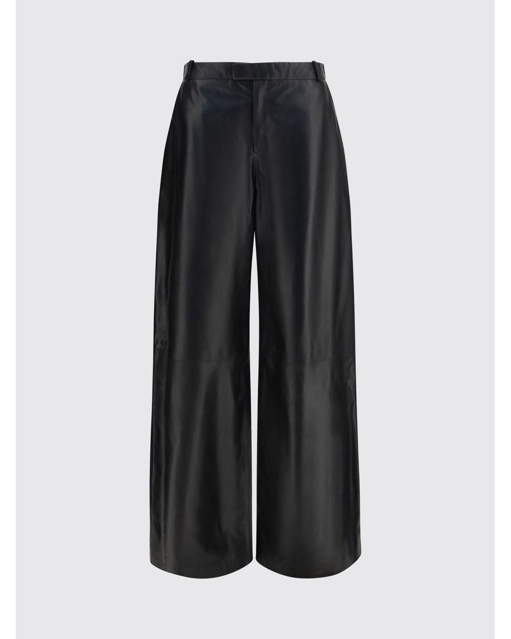 Arma Black Smooth Lambskin Leather Mid-Rise Wide-Leg Trousers