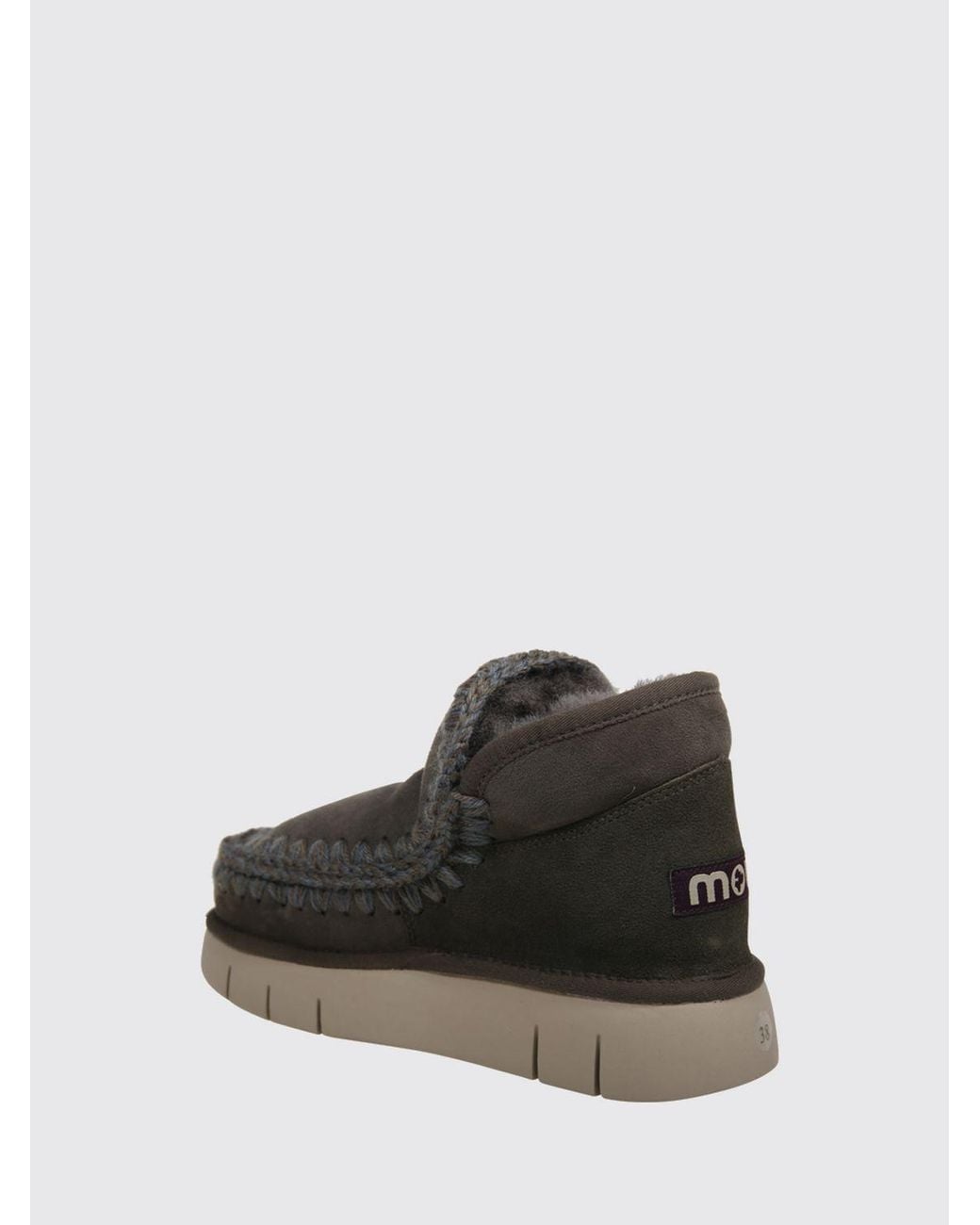 Mou Black Eskimo Bounce Suede Ankle Boots With Contrast Stitching