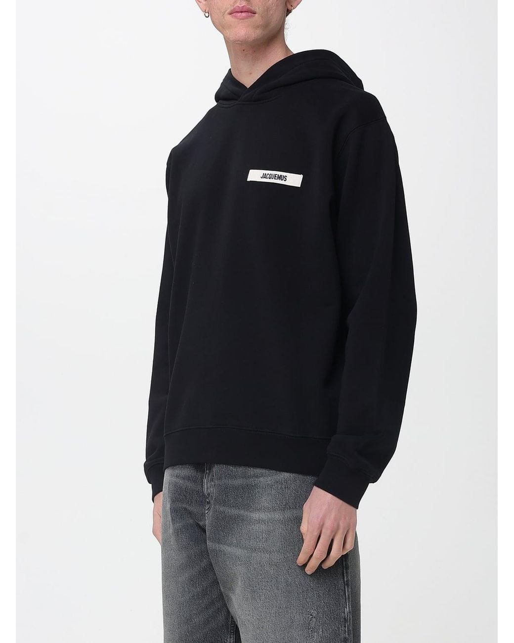 Jacquemus Blue Cotton Hoodie With Logo for men