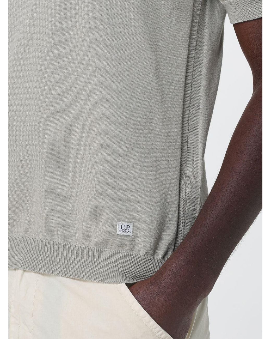 C P Company Gray Cotton Polo Shirt for men