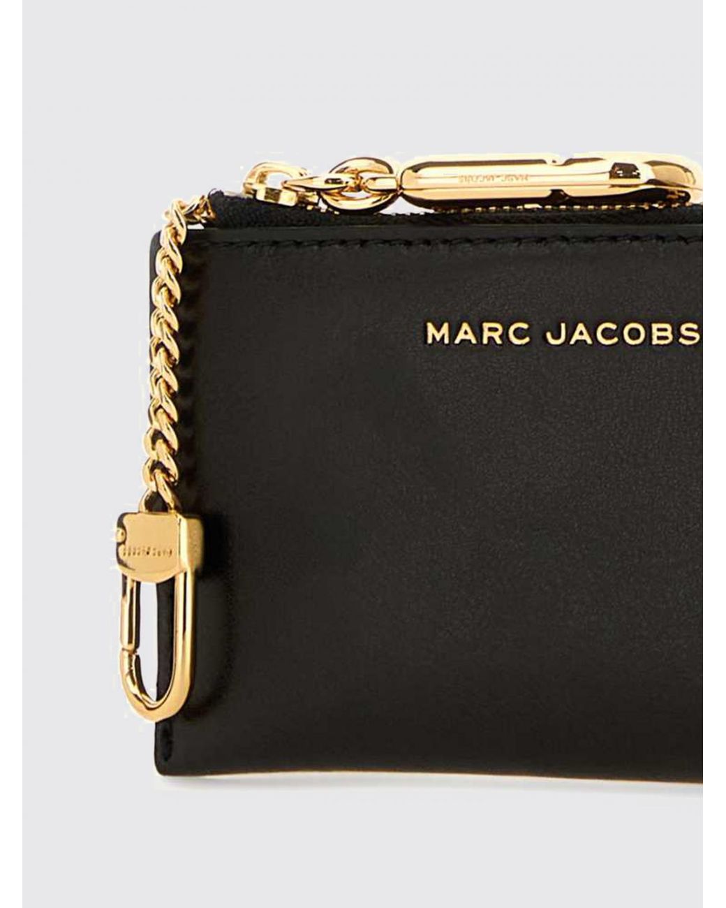 Marc Jacobs Black Leather Card Holder With A Zip Closure And Four Card Slots