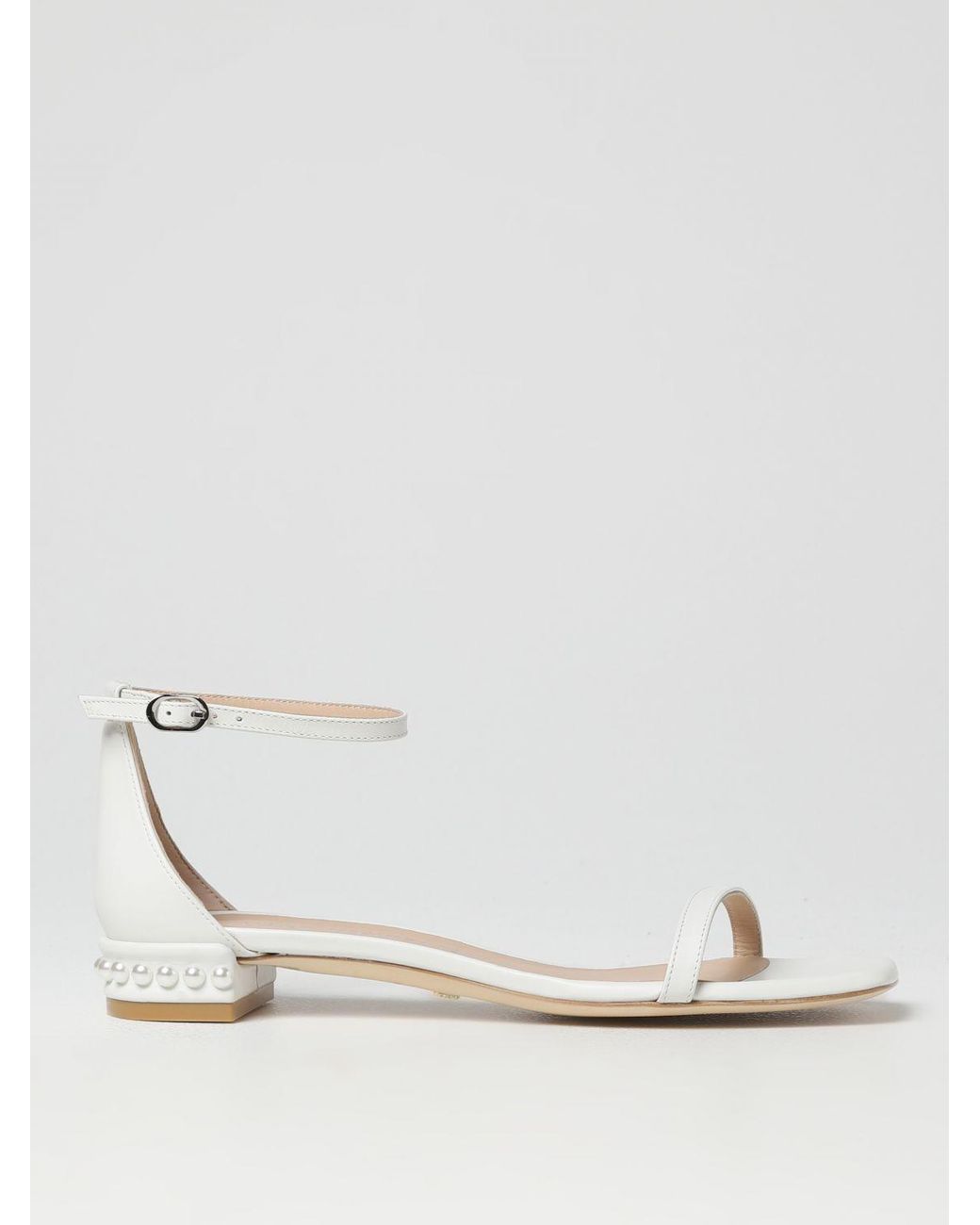 Stuart Weitzman Flat Sandals in White | Lyst