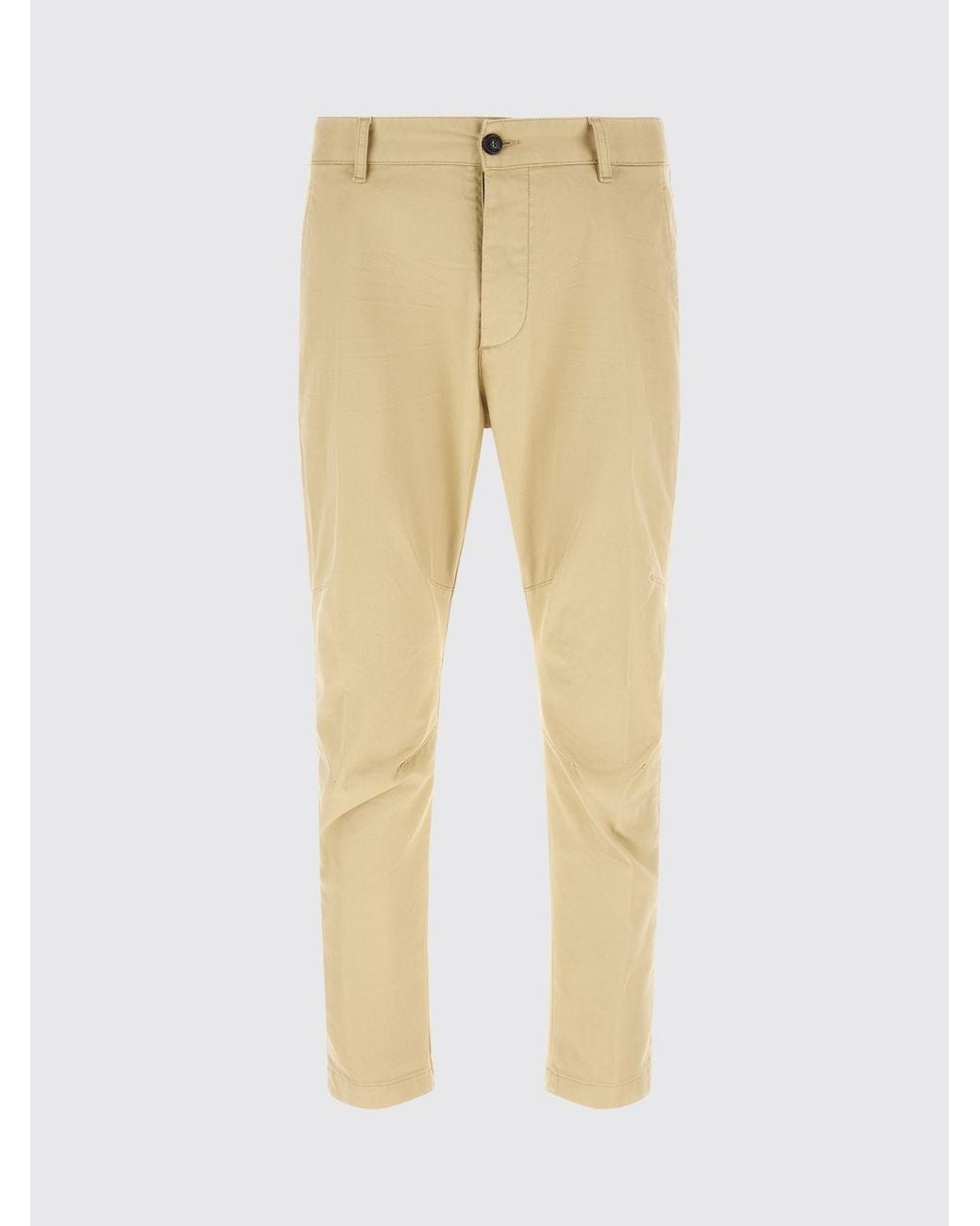 DSquared² Natural Slim Fit Stretch Cotton Chino Trousers With Mid-Rise Waist for men