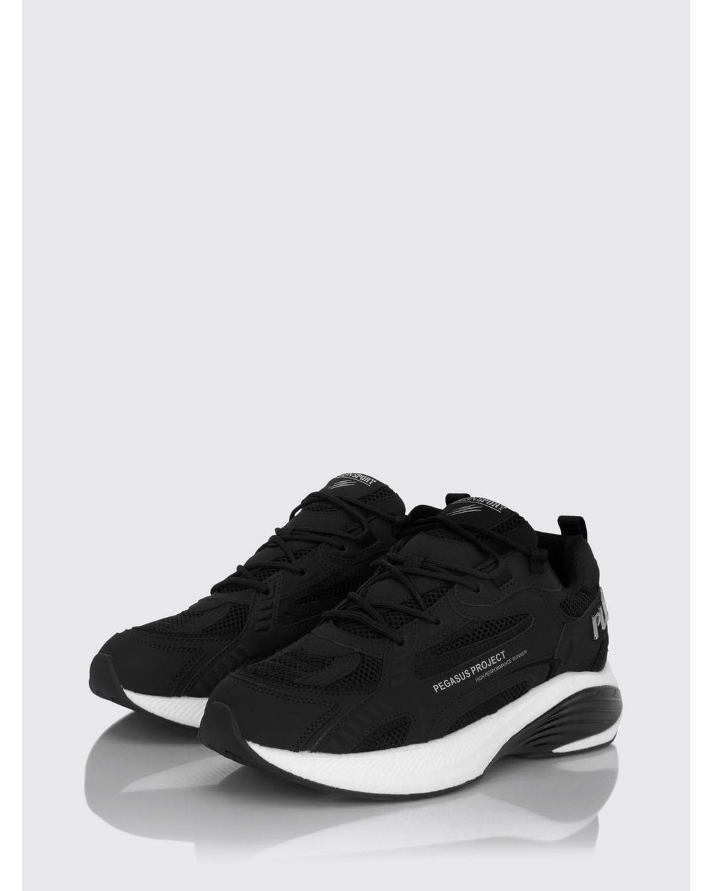 Philipp Plein Black Pegasus Project Mesh And Rubber Sneakers for men