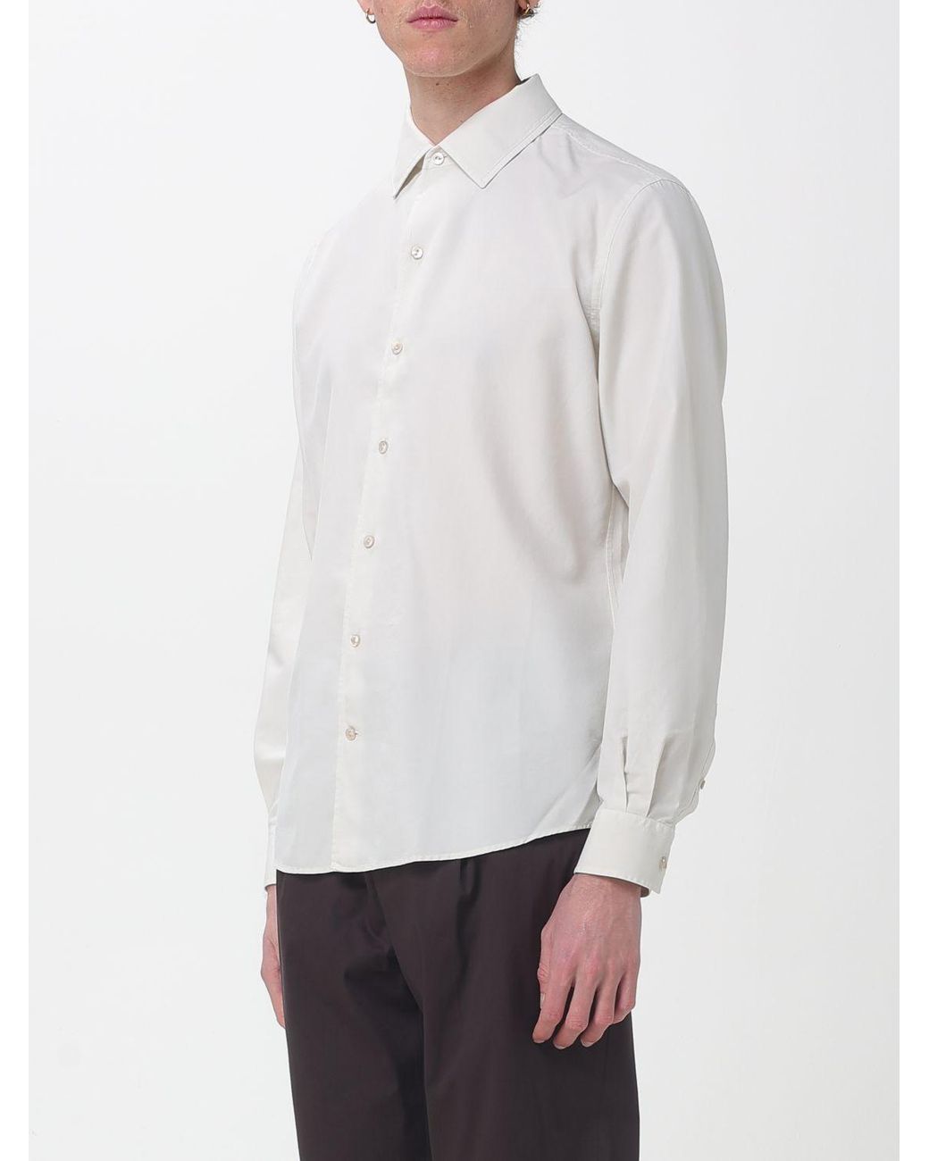 Agnona White Classic Cotton And Silk Blend Shirt for men