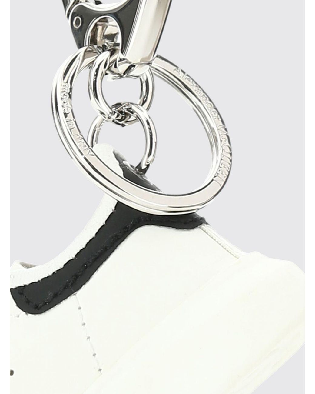 McQueen White Sneakers Leather And Metal Keychain for men
