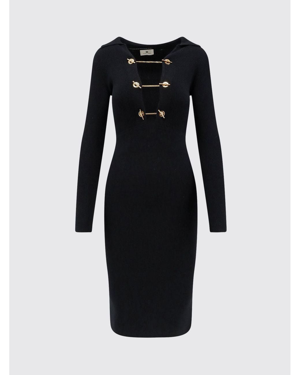 Elisabetta Franchi Black Slim-Fit Midi Sheath Dress