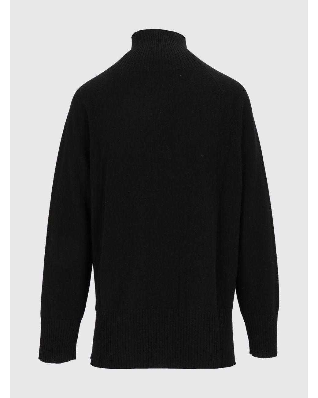Kangra Black Wool Long-Sleeved Roll Neck Jumper With Ribbed Trims